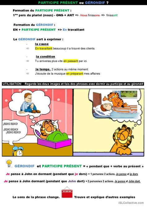Participe Présentgérondif Guide De Français Fle Fiches Pedagogiques