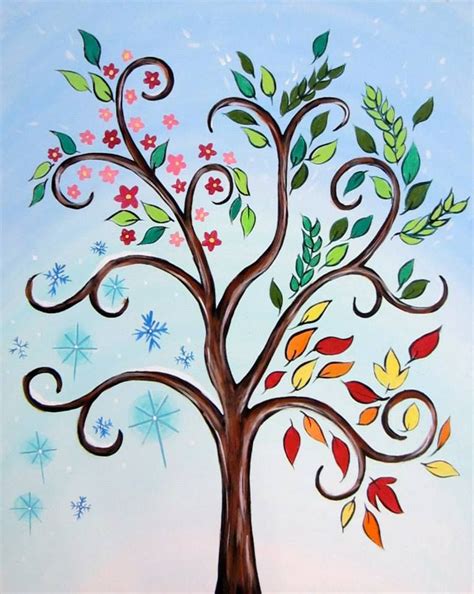4 seasons tree painting tutorial. Tree of All Seasons | Tree painting canvas, Tree painting ...
