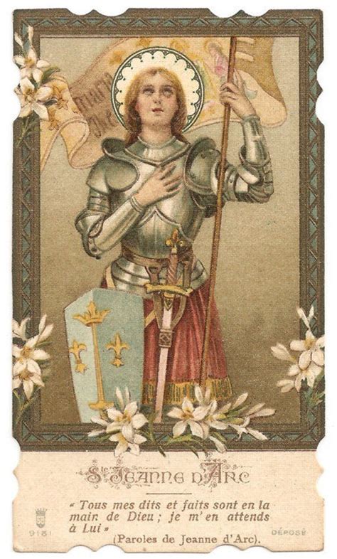 St Joan Of Arc In Armor Antique French Catholic Holy Prayer Card