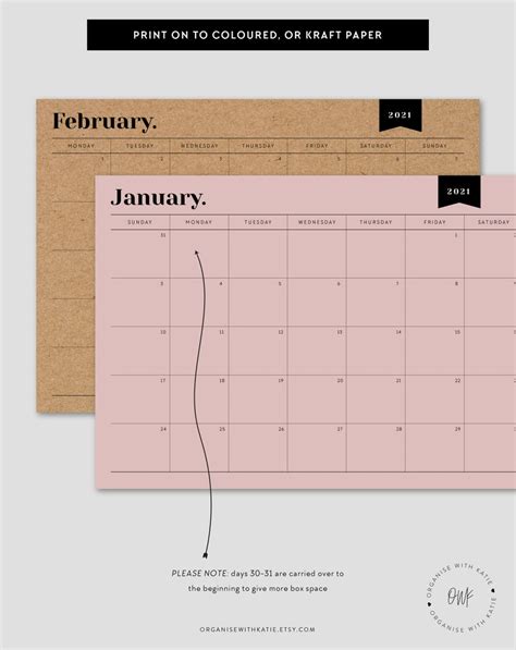 2021 Monthly Planner Wall Planner Big Calendar Large Wall Etsy