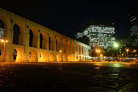 Wallpaper Rio De Janeiro Brazil Arch Night Street Lights Houses