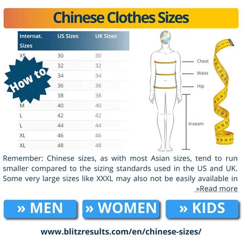 Chinese Sizes Charts Shoes And Clothes Adults And Kids