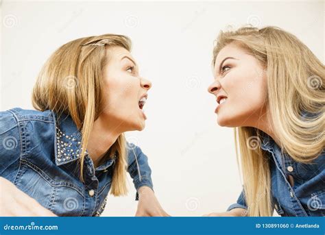 Two Women Having Argue Fight Stock Photo Image Of Jeans Fighting