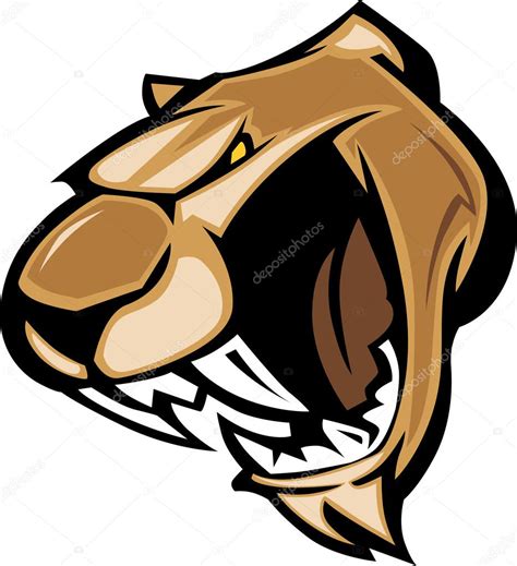 Cougar Mascot Head Vector Graphic — Stock Vector © Chromaco 6570935