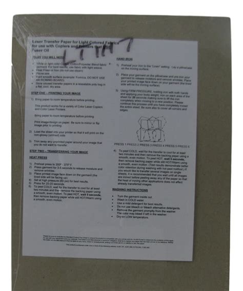 Unitranz Laser Transfer Light11x17 Laser Heat Trans Paper