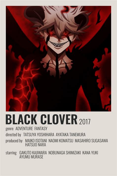 Black Clover Minimalist Poster In 2021 Minimalist Poster Anime Poster