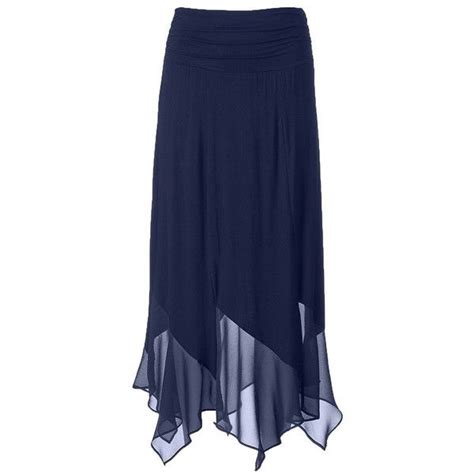 Womens Ab Studio Chiffon Hankerchief Hem Midi Skirt Fashion Blue