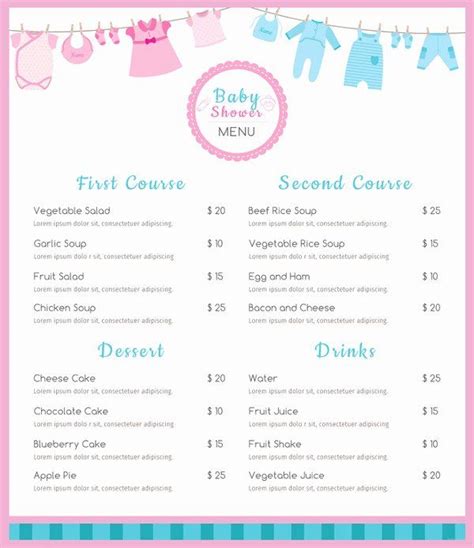 See more ideas about baby shower planning, baby shower, baby shower gender reveal. √ 24 Baby Shower Menu Templates in 2020 | Baby shower menu, Baby shower program, Menu template