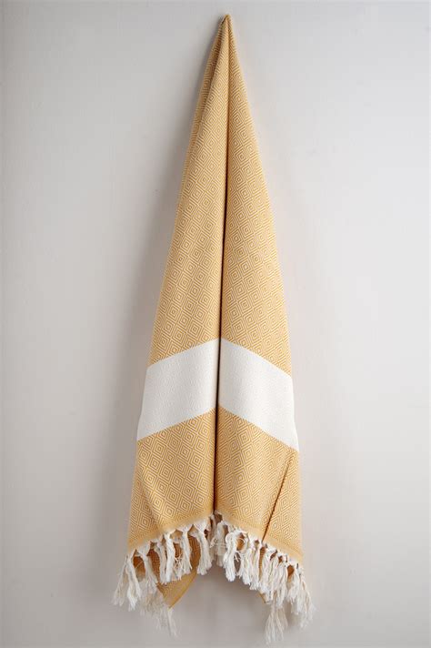 Yellow Diamond Turkish Towel Hamam Square