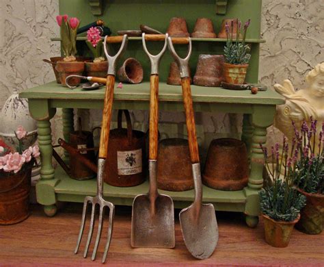 Antique Style Handled Garden Tools 112 Scale Miniature Garden Tools