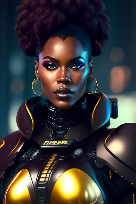 Lexica A Sexy Black Woman Realistic Scifi Cyberpunk Power Armor
