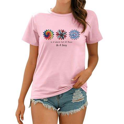 Twzh Twzh Women Be A Daisy Letter T Shirt Colorful Daisies Graphic