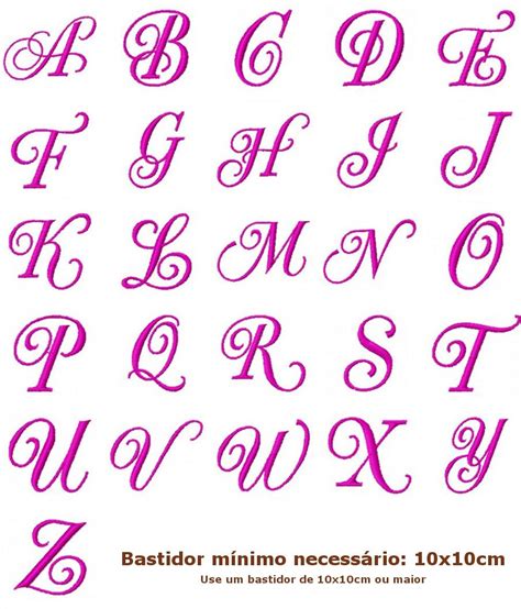 Matriz De Bordado Alfabeto Letras Cursivas Com Aprox 9 Cm R 1300 Images