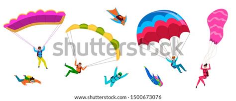 Skydivers Professional Skydiving People Jump Parachute Stock Vector