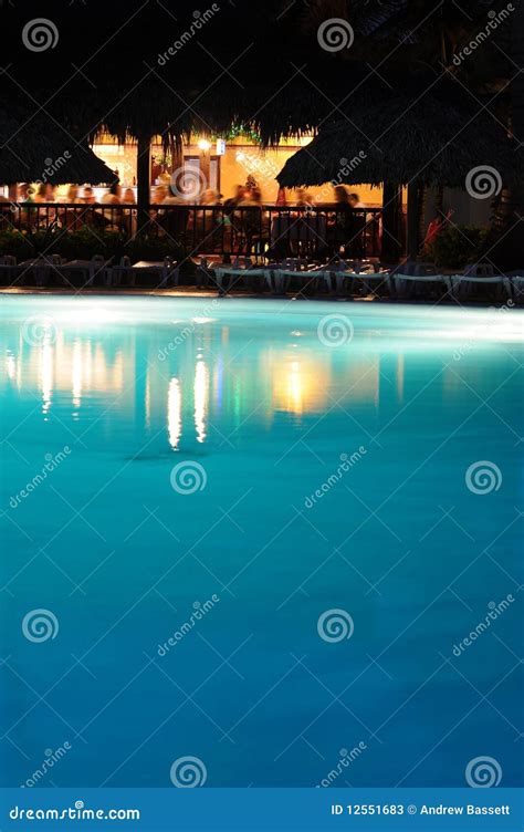 Holiday Vacation Resort Pool Bar At Night Stock Image Image Of