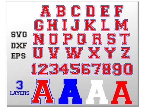 Varsity College Font Svg 3 Layers Sport Font College Alphabet Letters