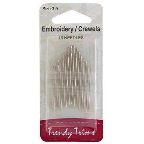 Embroidery Crewel Needles Assorted Long Large Eye Sharp Point 16