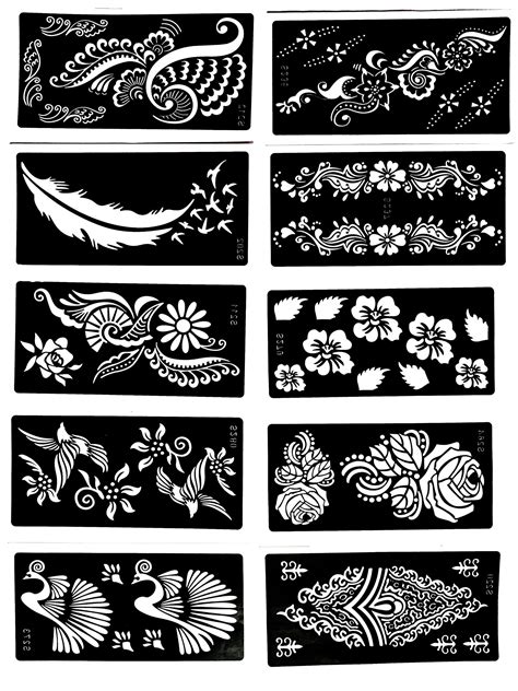 henna stencil tattoo 10 sheets self adhesive body art templates henn