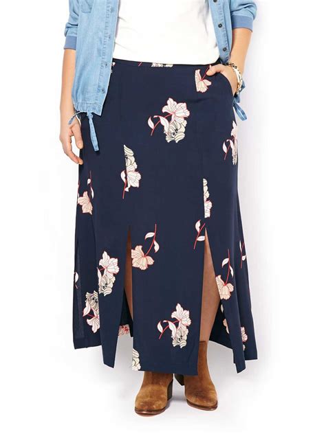 Printed Maxi Skirt With Slits Penningtons