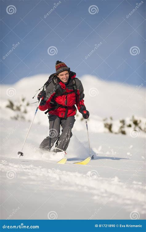 Happy Skier Skiing Downhill Stock Photo Image Of Freedom Knit 81721890