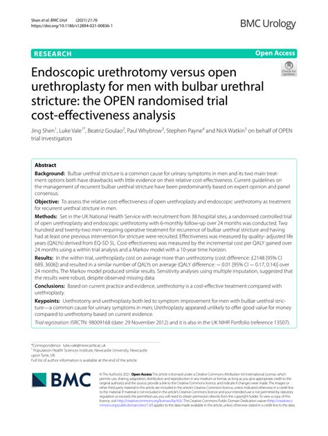 Pdf Endoscopic Urethrotomy Versus Open Urethroplasty For Men With