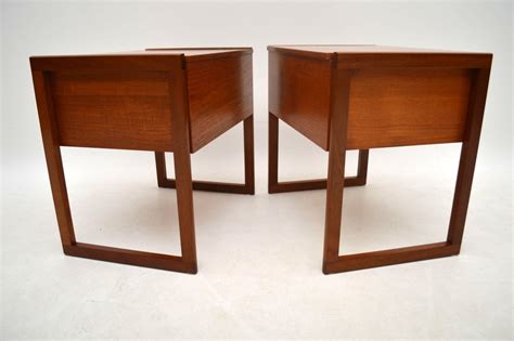 Pair Of Retro Teak Side Tables Sewing Boxes Vintage 1960s Retrospective Interiors Retro