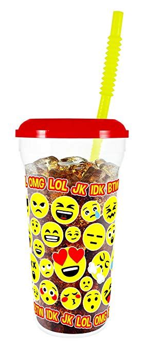 32oz Sleek Emoji Cup With Lid And Straw