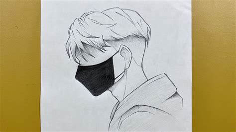 Easy Anime Drawing How To Draw Anime Guy Wearing Face Mask Youtube