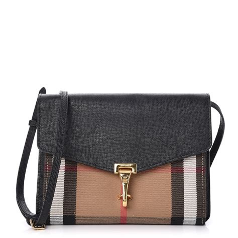 Burberry Derby Calfskin House Check Small Macken Crossbody Bag Black