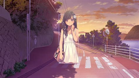 Anime Anime Girls Street Afternoon Road Photoshop Digital Art Picture