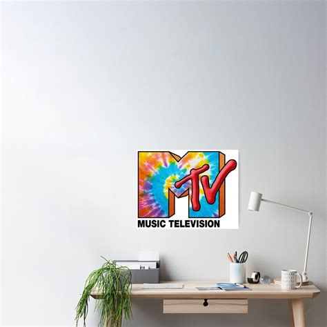 Colorful Mtv Music Television Classic 80s Logo Tie Dye Poster For