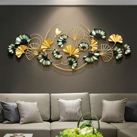 1400mm X 580mm Metal Ginkgo Leaves Wall Decor Creative Home Art Homary