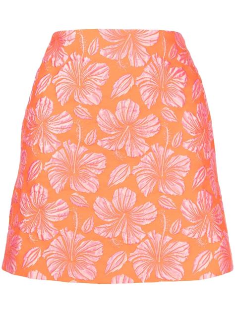 Msgm Floral Print Mini Skirt Farfetch