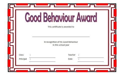 Good Behaviour Certificate Editable Templates 10 Best Designs
