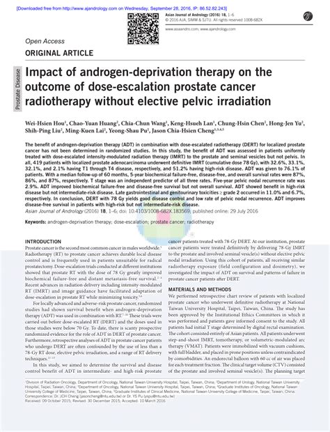 PDF Impact Of Androgen Deprivation Therapy On The Outcome Of Dose Escalation Prostate Cancer