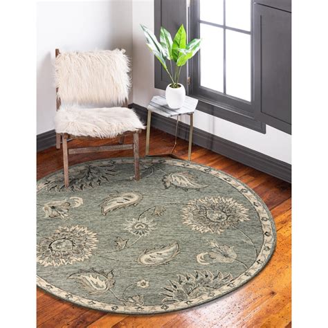 Lr Home Paisley Light Gray Traditional Botanical Area Rug 4 Ft 10 In