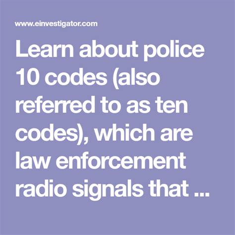Police 10 Codes Ten Codes For Law Enforcement Radio Communication