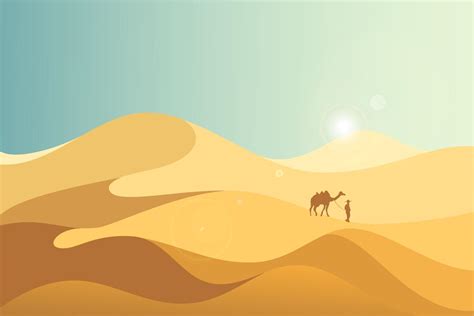 Web Landscape Illustration Of Yellow Sand Dunes At Desert With Copy
