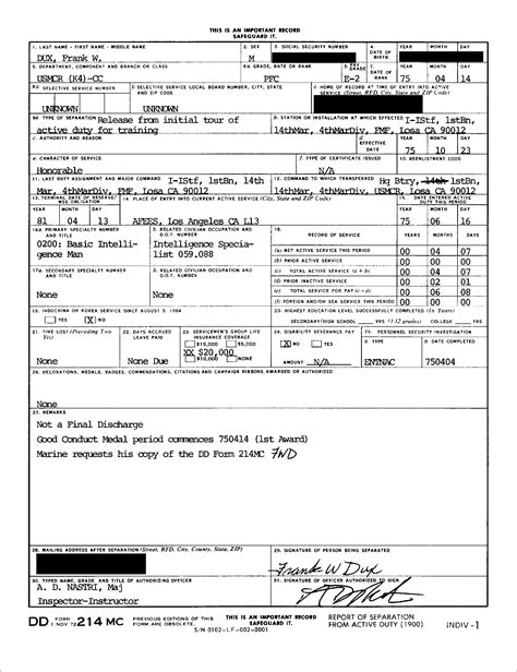 Free Printable Dd214 Form