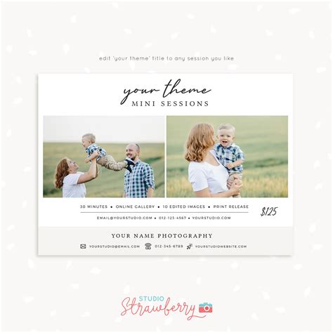 Versatile Mini Sessions Template “classic Handwriting” Strawberry Kit