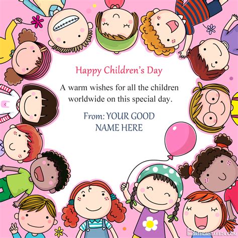 Happy Childrens Day Wishes Card With Name Edit