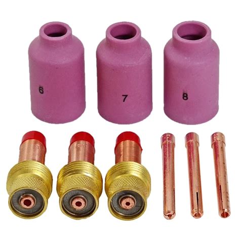 Tig Gas Lens Kit And Collets Alumina Nozzle Fit Tig Welding Torch Pta