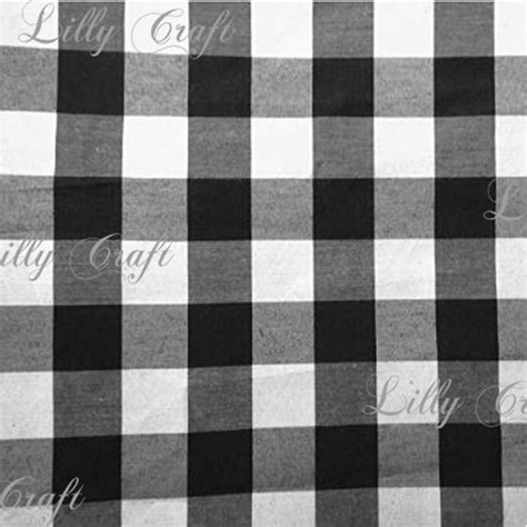 Gingham Checkered Poly Cotton 1 Inch Black Fabric Sold By The Yard