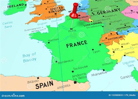 Francia París Capital Fijado En Mapa Político Stock De Ilustración