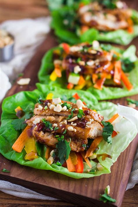 Healthy Thai Chicken Lettuce Wraps Food With Feeling