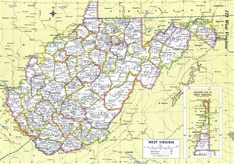 West Virginia Map Instant Download 1980 Printable Map Etsy