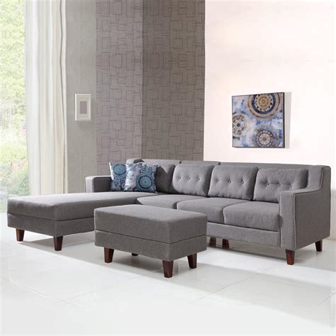 Can l shaped sectionals be returned? Buy Travis Fabric L-Shape Sofa Left With Pouf-Grey Online - Evok