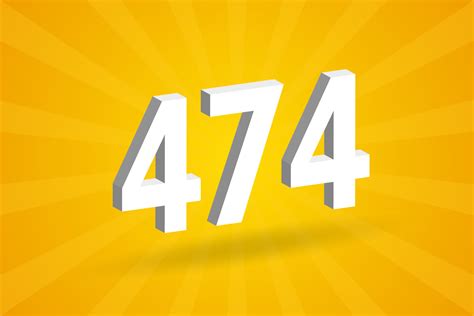 3d 474 Number Font Alphabet White 3d Number 474 With Yellow Background