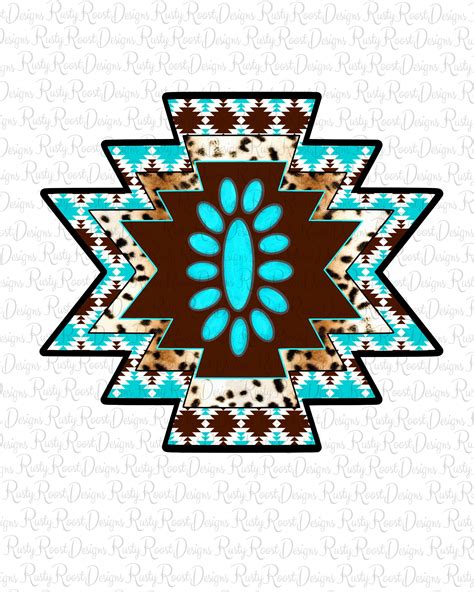 Turquoise Aztec Png Sublimation Designs Downloads Turquoise Etsy