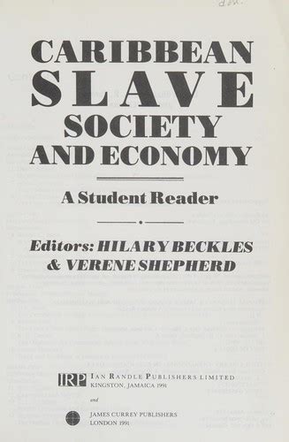 Caribbean Slave Society And Economy By Hilary Beckles Open Library